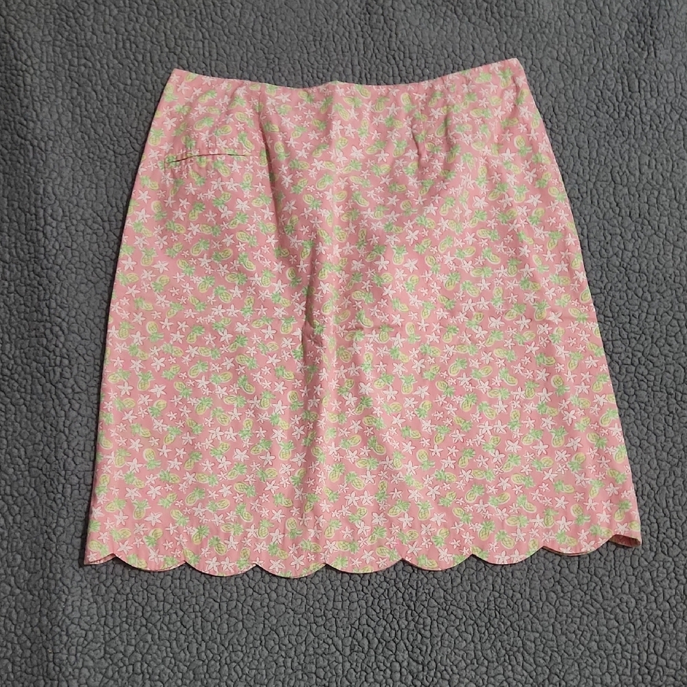 Vintage Lilly Pulitzer Pink Pineapple Print Skirt Size 12 Scalloped Bottom